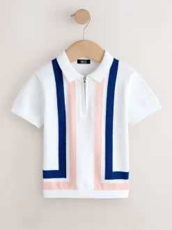 Next Blanc - Polos à col zippé en coton 100% (3mths-7yrs) Outlet