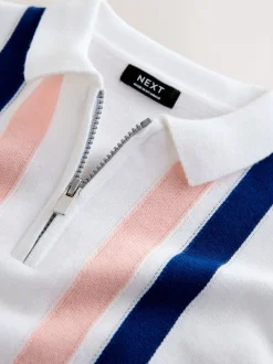 Next Blanc - Polos à col zippé en coton 100% (3mths-7yrs) Outlet