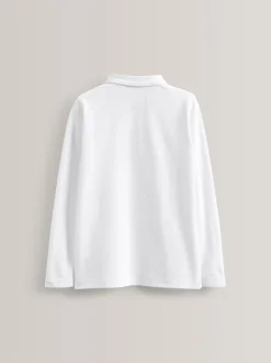 Next Blanc - Polos scolaires 100% coton à manches longues Lot de 5 (3-16ans) Online
