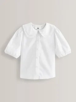 Next Blanc - Premium Cotton Rich Frill Col School Chemisiers (3-14yrs) Clearance