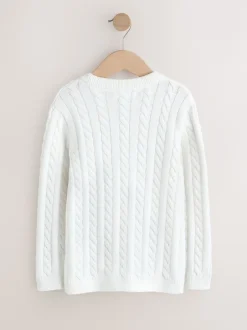 Next - Pull à col rond en maille torsadée (3-16ans) Blanc Online