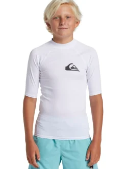 Quiksilver Blanc - Jeunes Manches courtes UPF50 Gilet anti-éclaboussures Best