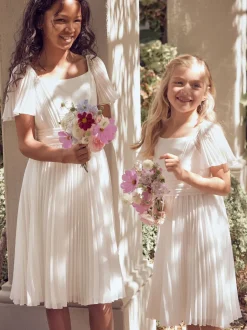 Angel & Rocket Blanc - Robe plissée à nœud ballerine