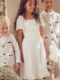 Angel & Rocket Blanc - Robe plissée à nœud ballerine