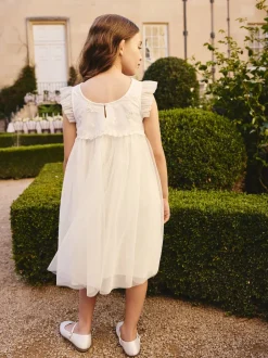 Next Blanc - Robe de fleur en maille (3-16ans) Clearance