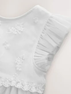 Next Blanc - Robe de fleur en maille (3-16ans) Clearance