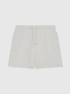 Reiss Blanc - Short gaufré Tavola à cordon de serrage