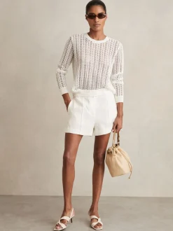 Reiss Blanc - Short Fawn Lin Whipstitch Short Online