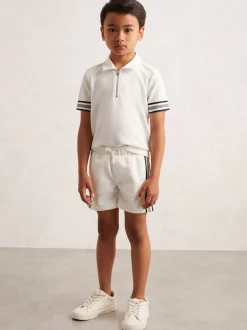 Reiss Blanc - Short Terry texturé à bandes latérales Hot