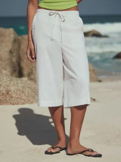 Next Blanc - Shorts à enfiler en Blend de Lin Clearance