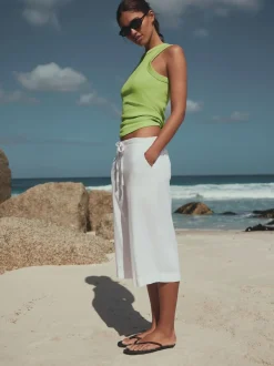 Next Blanc - Shorts à enfiler en Blend de Lin Clearance