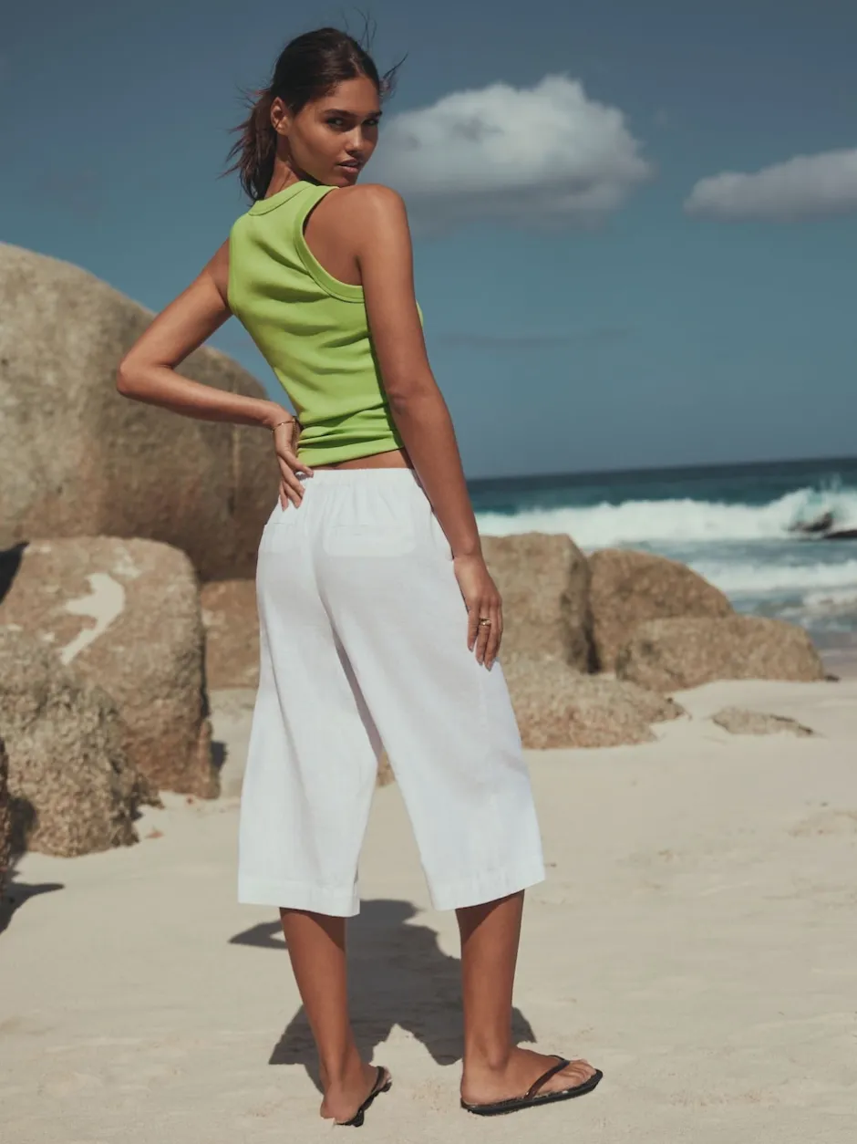 Next Blanc - Shorts à enfiler en Blend de Lin Clearance