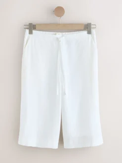 Next Blanc - Shorts à enfiler en Blend de Lin Clearance