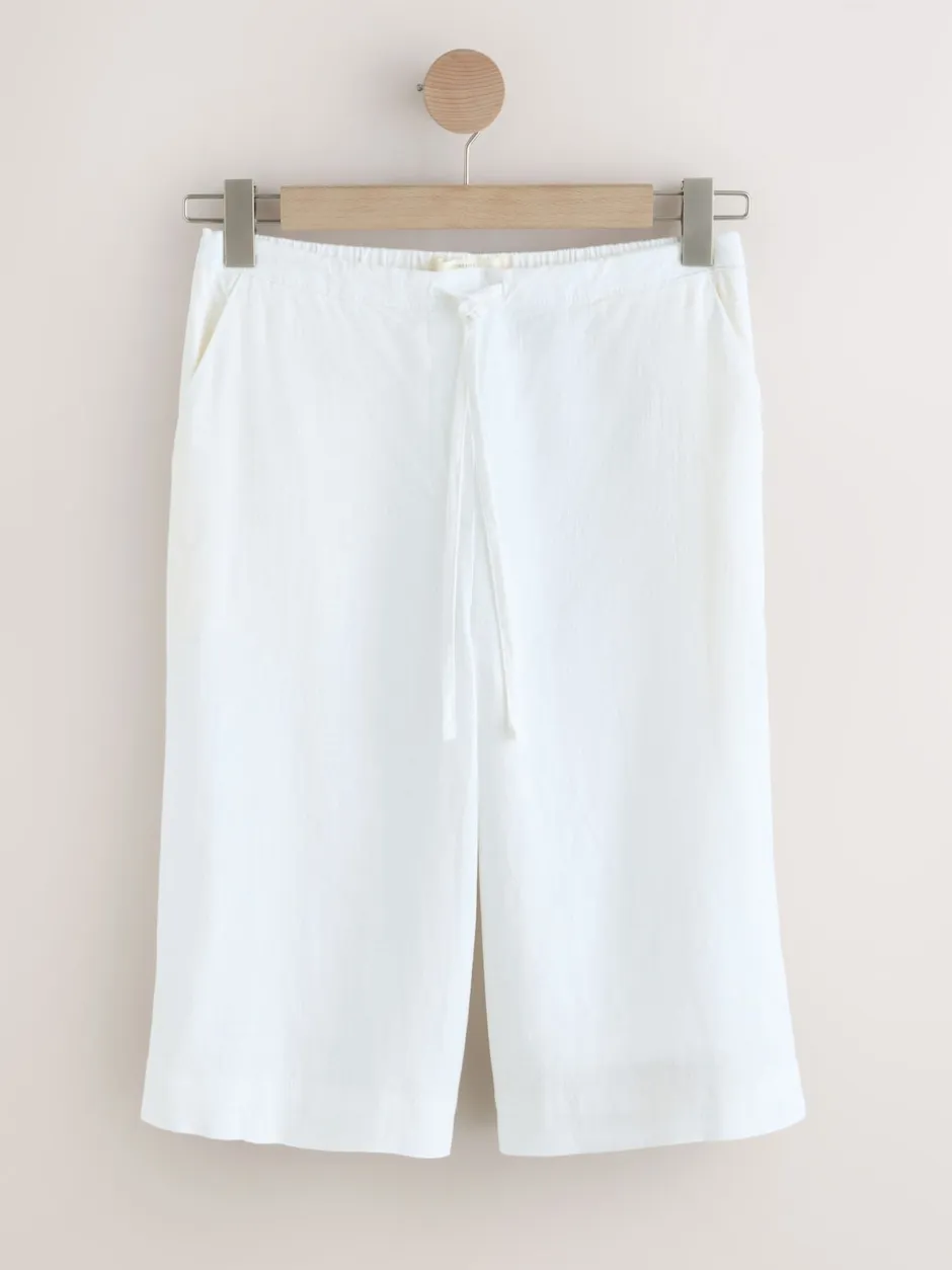 Next Blanc - Shorts à enfiler en Blend de Lin Clearance