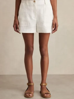 Reiss Blanc - Shorts en lin Ashby Outlet