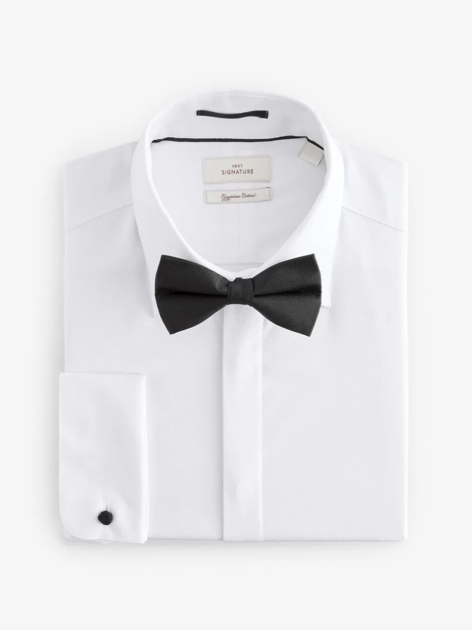 Next Blanc - Signature Coton égyptien Chemises et cravates Nœud de soie
