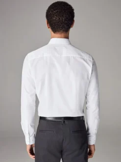 Next Blanc - Skinny Fit (Skinny Fit) - Chemises intelligentes faciles d’entretien à poignets simples New