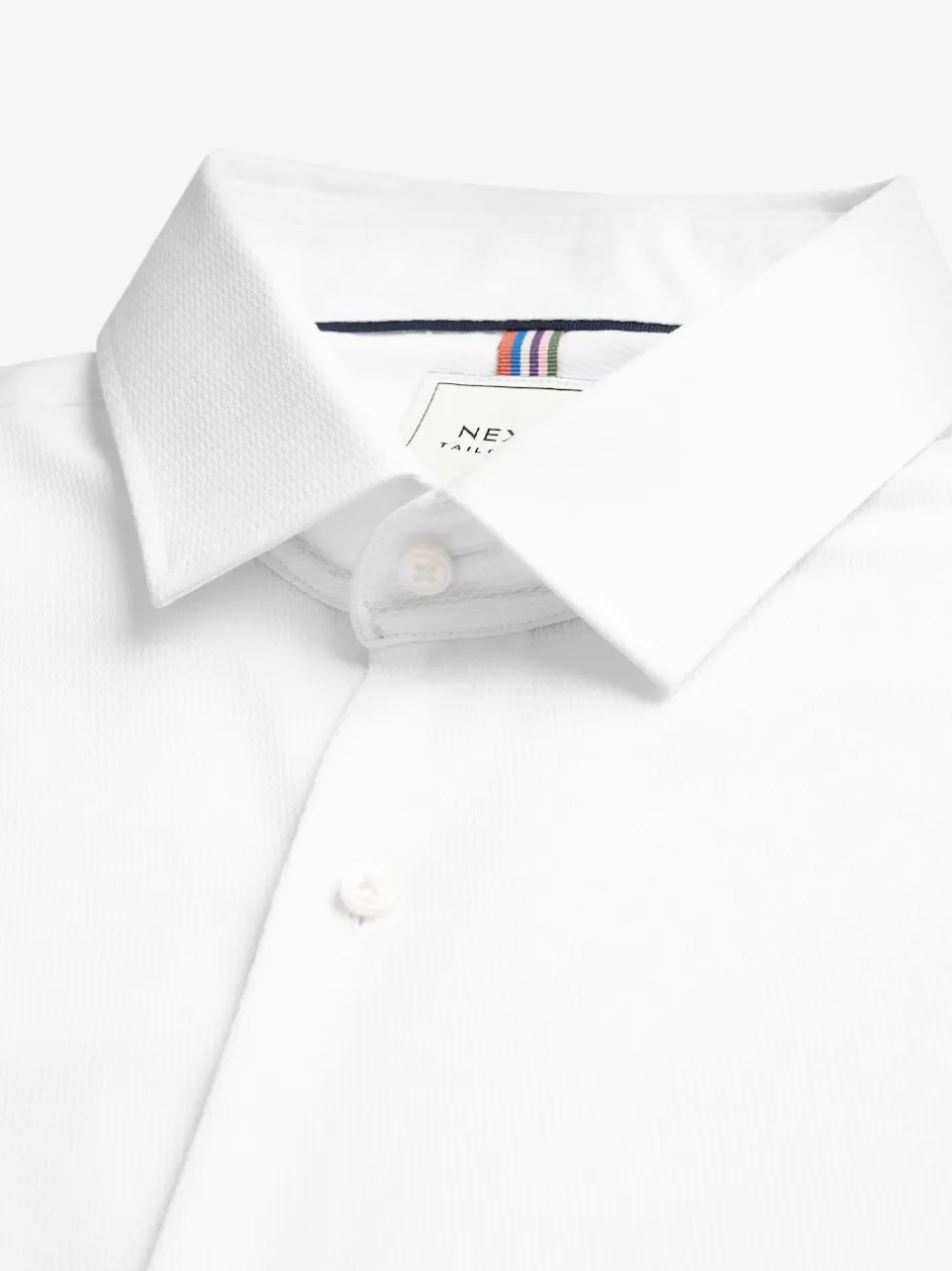 Next Blanc - Skinny Fit (Skinny Fit) - Chemise élégante texturée facile d’entretien à poignets simples