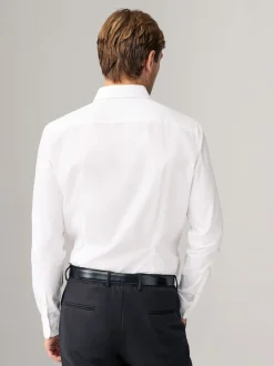 Next Blanc - Skinny Fit (Skinny Fit) - Lot de 2 chemises élégantes à manchette simple Easy Care manches longues