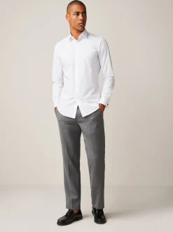 Next Blanc - Slim Fit (Slim Fit) - Chemise intelligente à double poignet facile d’entretien Online