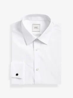 Next Blanc - Slim Fit (Slim Fit) - Chemise intelligente à double poignet facile d’entretien Online
