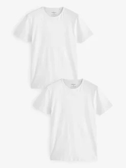 Next Blanc - Slim Fit (Slim Fit) - T-shirts de superposition en coton 100 %, lot de 2