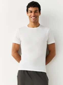 Next Blanc - Slim Fit (Slim Fit) - T-shirts de superposition en coton 100 %, lot de 2