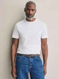 Next Blanc - Slim Fit (Slim Fit) - T-shirt à col ras du cou en coton Signature SUPIMA® Sale