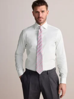 Next Blanc - Slim Fit (Slim Fit) - Chemise élégante Signature 100% coton texturée Sale
