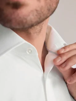 Next Blanc - Slim Fit (Slim Fit) - Chemise élégante Signature 100% coton texturée Sale