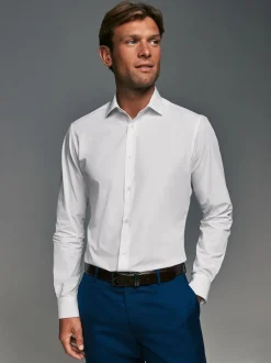 Next Blanc - Slim Fit (Slim Fit) - Lot de 3 chemises élégantes faciles d’entretien à manchette simple Clearance