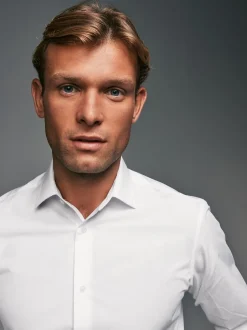 Next Blanc - Slim Fit (Slim Fit) - Lot de 3 chemises élégantes faciles d’entretien à manchette simple Clearance