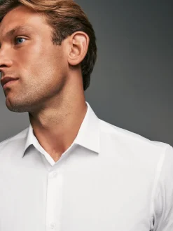 Next Blanc - Slim Fit (Slim Fit) - Lot de 3 chemises élégantes faciles d’entretien à manchette simple Clearance