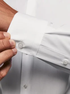 Next Blanc - Slim Fit (Slim Fit) - Lot de 3 chemises élégantes faciles d’entretien à manchette simple Clearance