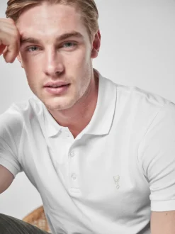 Next - Slim Fit (Slim Fit) - Polo Manches courtes Pique Blanc Clearance