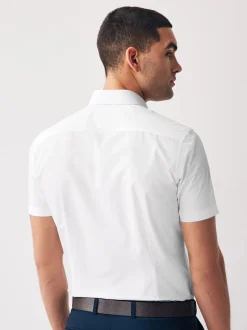 Next Blanc - Slim Fit (Slim Fit) - Lot de 2 chemises élégantes à manches courtes facile d’entretien Discount