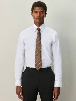 Next Blanc - Slim Fit (Slim Fit) - Chemise habillée texturée à manches longues avec bordure Online