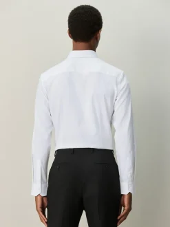 Next Blanc - Slim Fit (Slim Fit) - Chemise habillée texturée à manches longues avec bordure Online