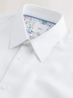 Next Blanc - Slim Fit (Slim Fit) - Chemise habillée texturée à manches longues avec bordure Online