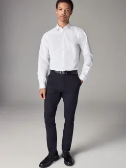Next Blanc - Slim Fit (Slim Fit) - Chemises intelligentes faciles d’entretien à poignets simples Clearance