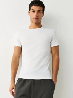 Next Blanc - Slim Fit (Slim Fit) - T-shirts de superposition en coton 100 %, lot de 5 Outlet
