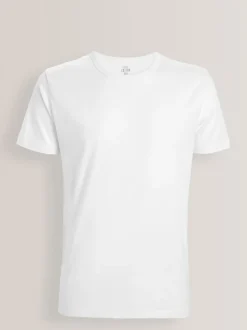 Next Blanc - Slim Fit (Slim Fit) - T-shirts de superposition en coton 100 %, lot de 5 Outlet