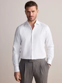 Next Blanc - Slim Fit (Slim Fit) - Chemise Signature texturée élégante Discount