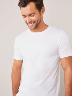 Next - Slim Fit (Slim Fit) - T-shirt Essential Col rond en coton Blanc Outlet
