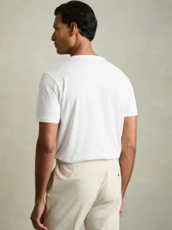 Reiss - T-shirt à col ras du cou en coton Bless Blanc Clearance