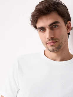 Next Blanc - T-shirt ras du cou côtelé à manches courtes Hot