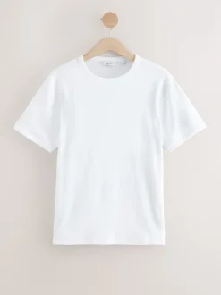 Next Blanc - T-shirt ras du cou côtelé à manches courtes Hot