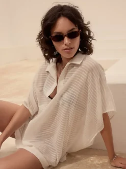 Next Blanc - Vêtement de chemise longue 100enfiler % coton Hot