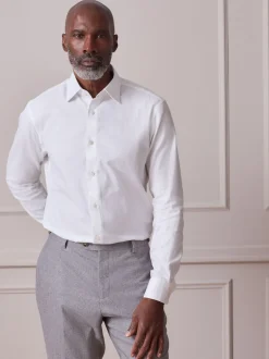 Next Blanc avec liseré - Slim Fit (Slim Fit) - Chemise Signature texturée à manches longues Hot