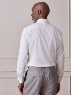 Next Blanc avec liseré - Slim Fit (Slim Fit) - Chemise Signature texturée à manches longues Hot